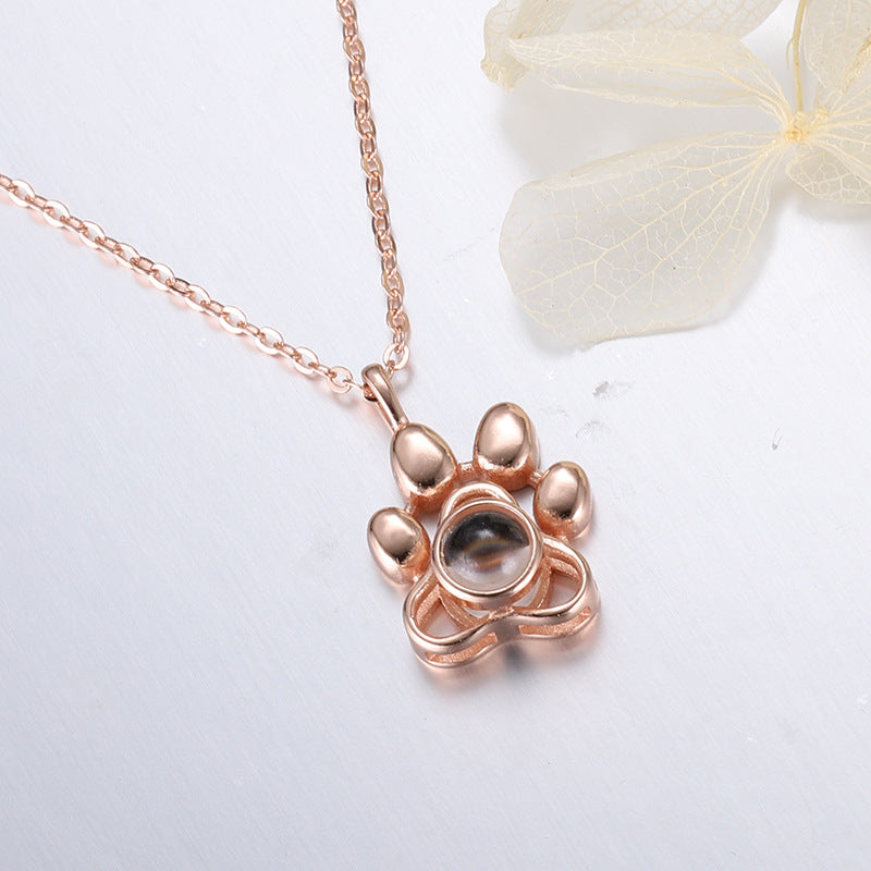 Pet Paw Necklace With Picture Inside