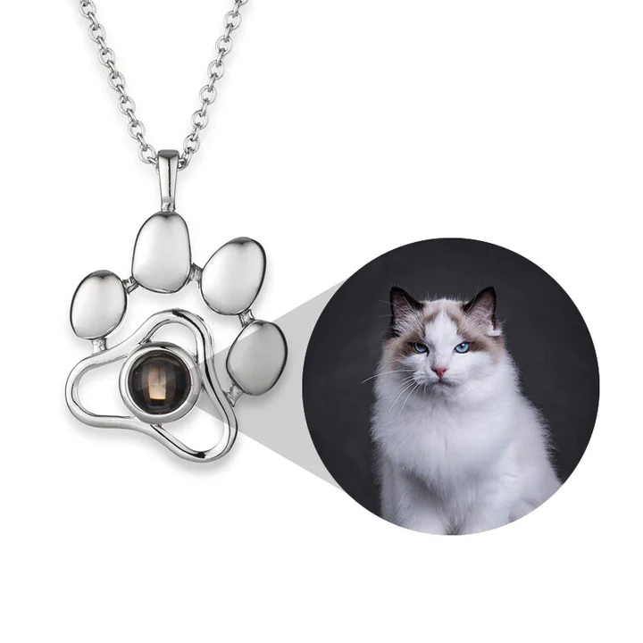 Pet Paw Necklace With Picture Inside